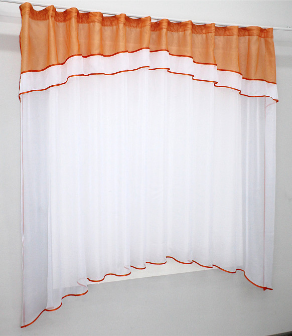 Кухонная гардина VR-Textil № 036к арка белый с оранжевым 280х170 см (52-0466) Киев - изображение 2