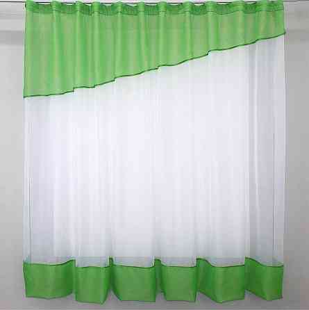 Кухонная занавеска VR-Textil № 047к салатовый с белым 270х170 см (50-160) Киев