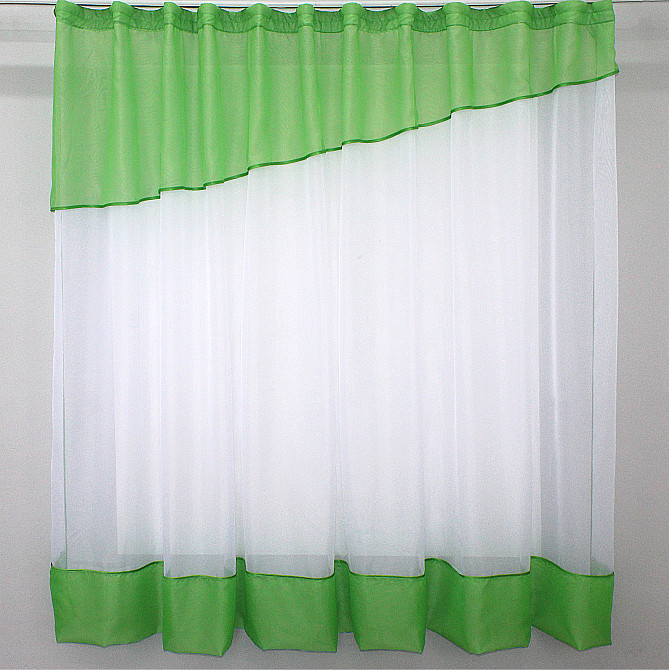 Кухонная занавеска VR-Textil № 047к салатовый с белым 270х170 см (50-160) Киев - изображение 1