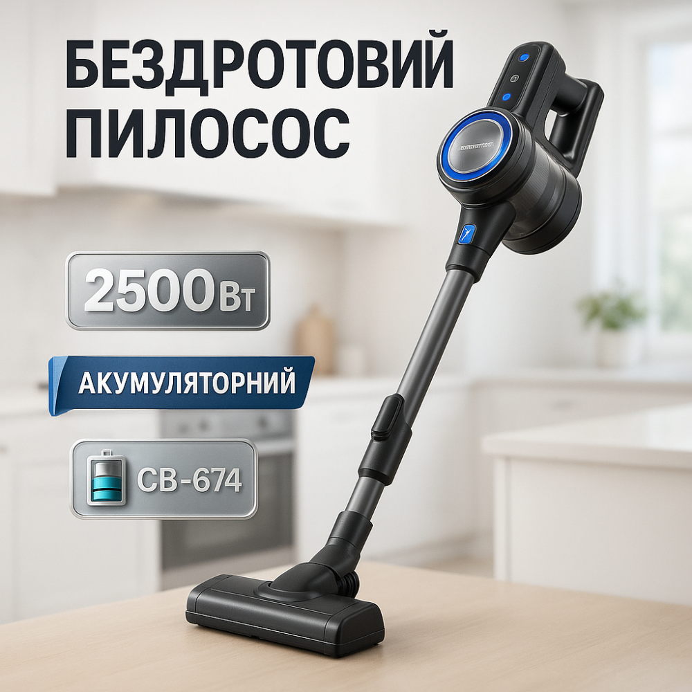 Вертикальний пилосос для паркету Crownberg, Якісний вертикальний пилосос з акумулятором IF-15 Львів - фото 3