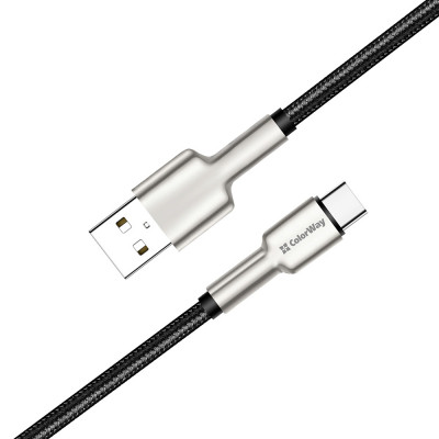 Дата кабель USB 2.0 AM to USB-C 1.0m head metal black ColorWay (CW-CBUC046-BK) Винница - изображение 3