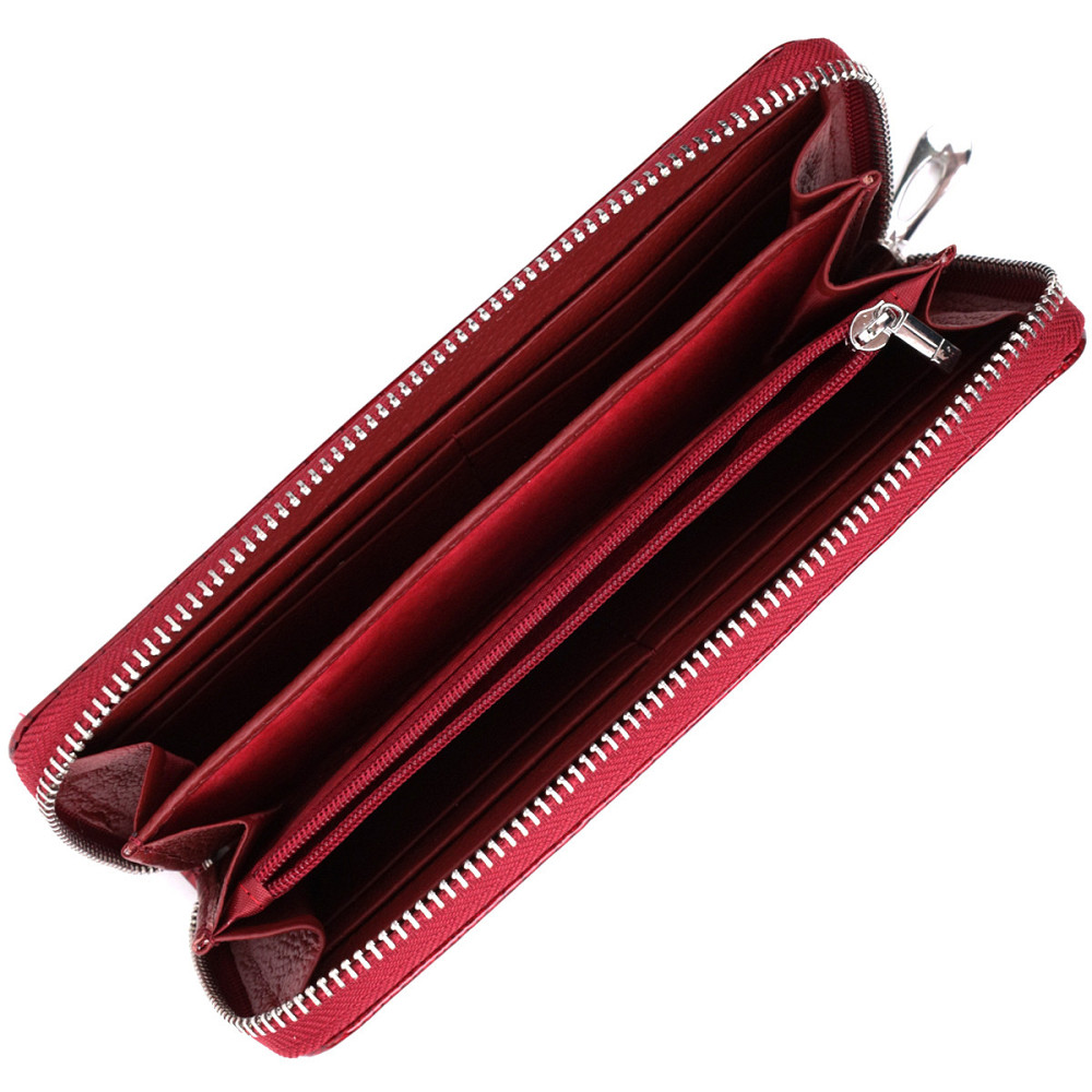 Жіночий гаманець лакований на блискавці з натуральної шкіри ST Leather 22677 Червоний Київ - фото 5