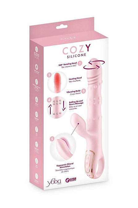 Вібратор-кролик 5в1 Yoba Cozy, вібрація, ротація, пульсація, перлинний масаж, нагрівання Sex Aura Київ - фото 5