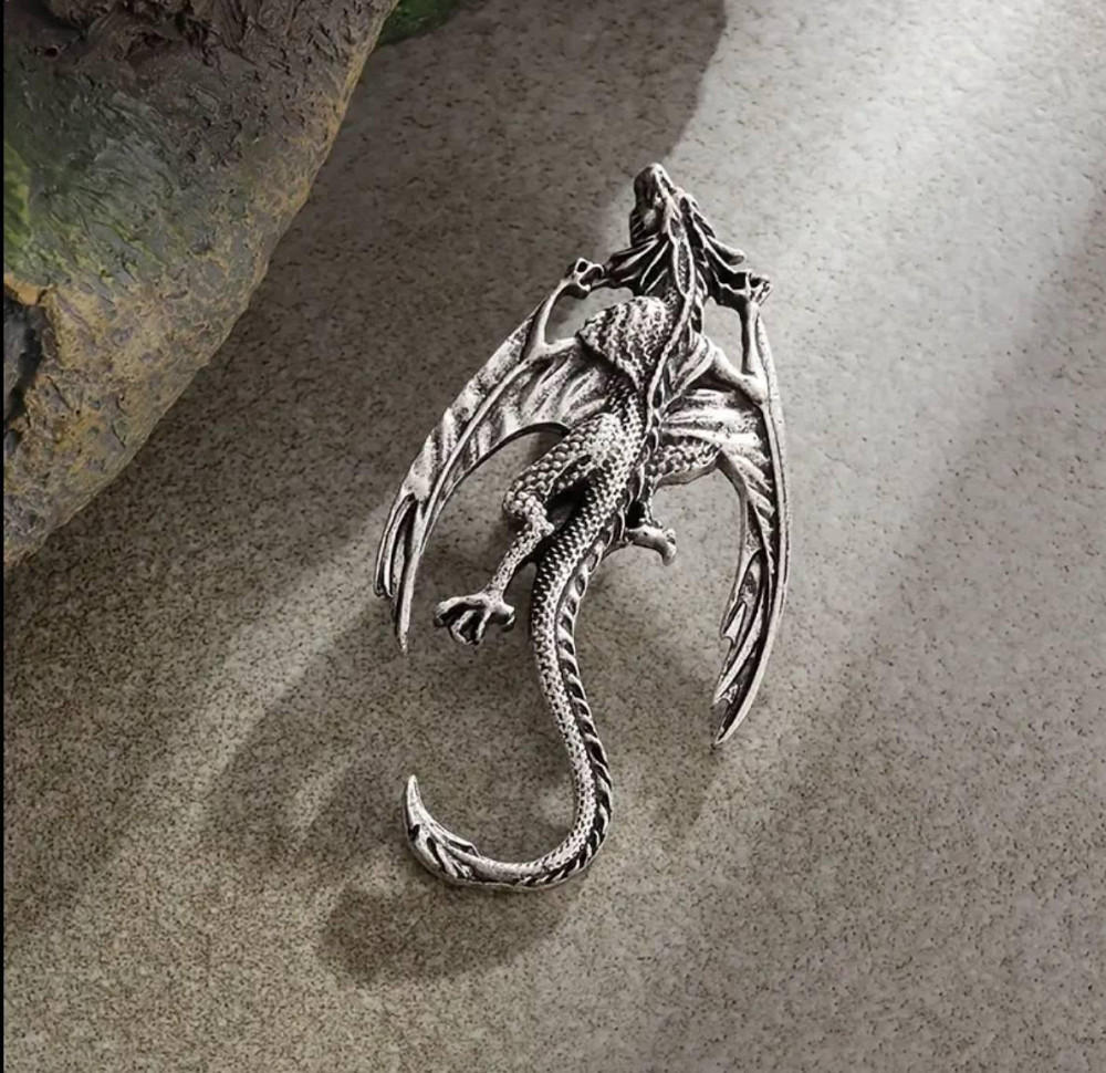 Брошка з драконом у готичному стилі – сріблястий метал Київ - фото 2