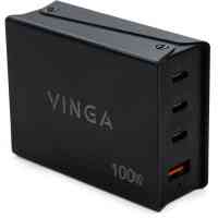 Зарядний пристрій Vinga GaN 100W PD+QC 3C1A ports 1.2m Wired Charger (VCPCH100CB) Київ