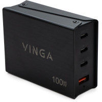 Зарядний пристрій Vinga GaN 100W PD+QC 3C1A ports 1.2m Wired Charger (VCPCH100CB) Киев - изображение 1
