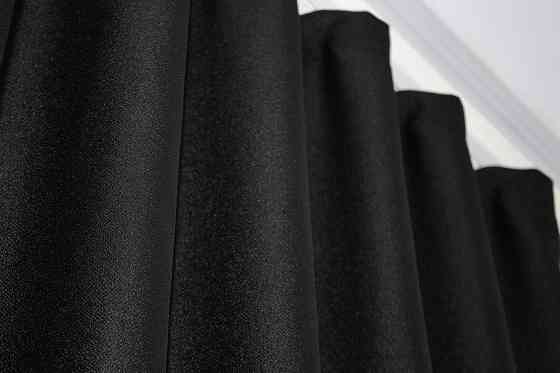 Комплект готовых штор VR-Textil Лен ANZIO № 1308ш Черно-серый с золотистым 145х300 см 2 шт (33-0156) Киев