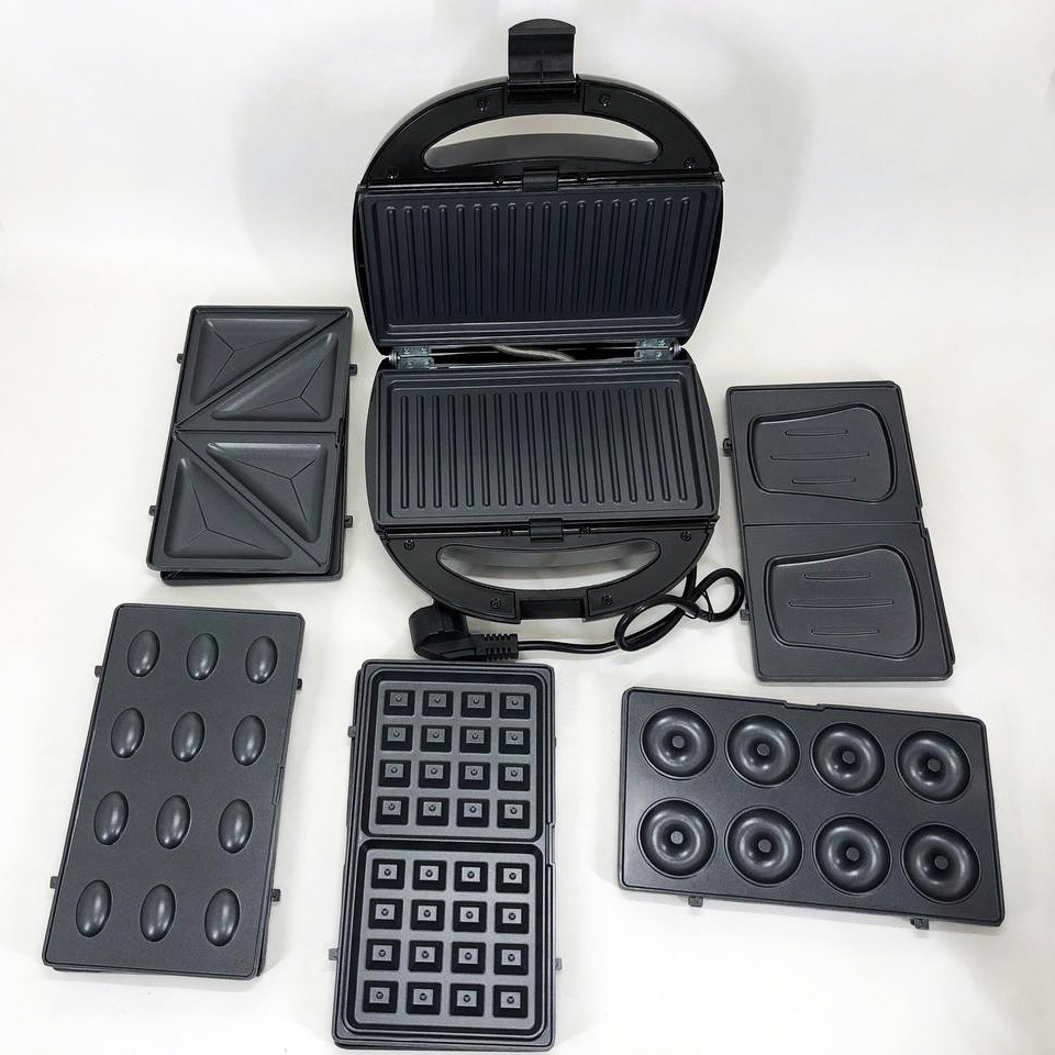 Мультипекар з пластиною для приготування бутербродів Domotec MS-7706 1000 w, Гриль електричний для дачі QB-98 Львів - фото 4