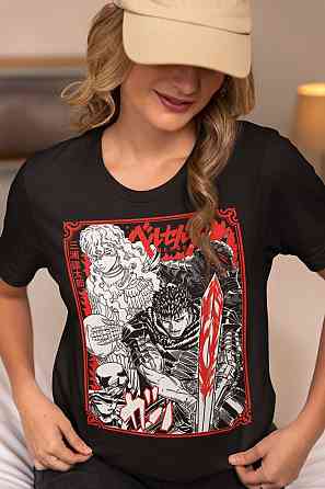 Футболка для мальчика аниме Берсерк Гутс Скулл Книгхт оверсайз (рост от 165 до 180 ) Черний AnimeJ0231m Днепр