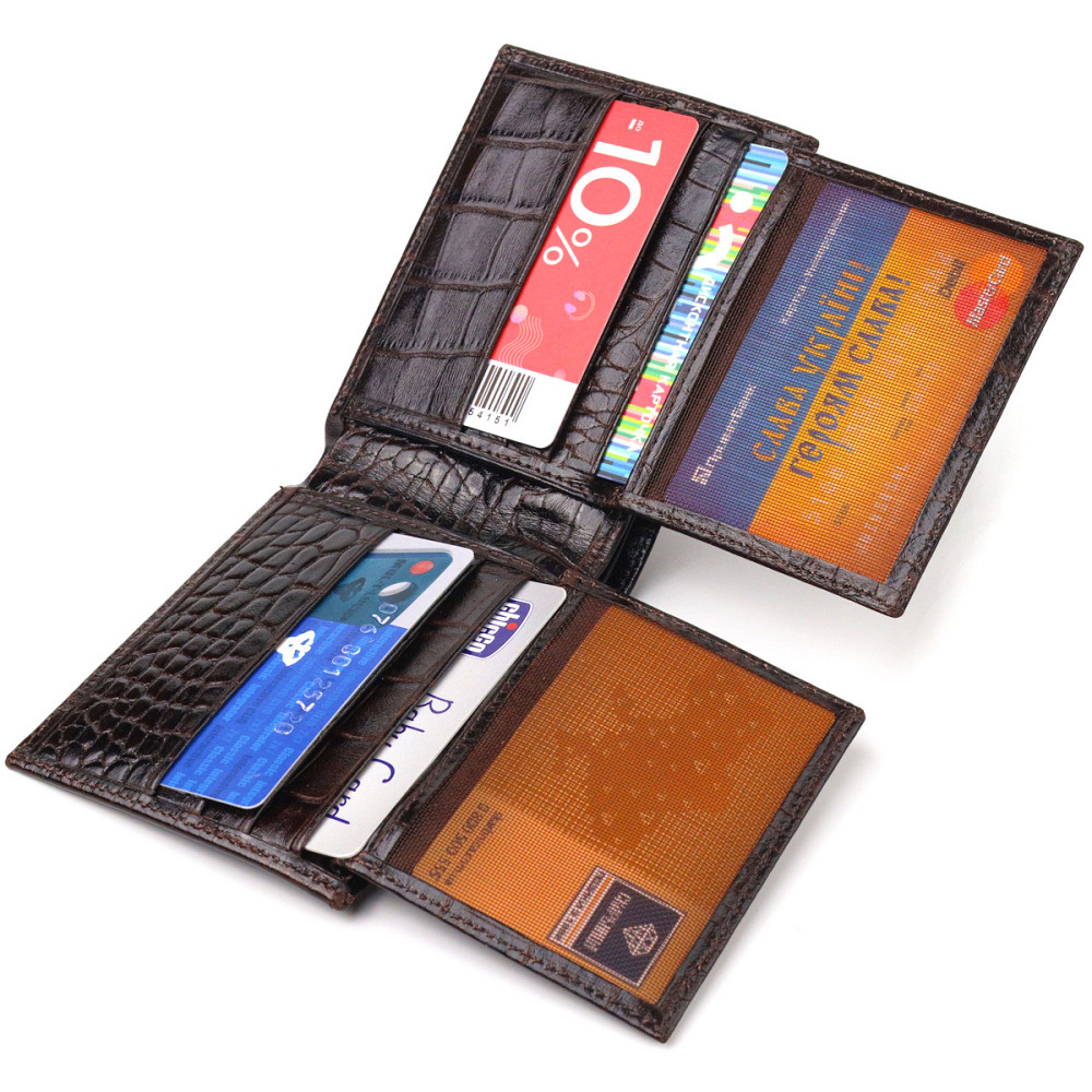 Небольшое мужское портмоне из натуральной фактурной кожи CANPELLINI 21522 Коричневое Киев - изображение 7