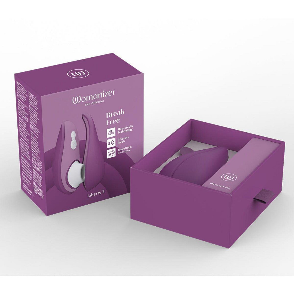 Вакуумний кліторальний стимулятор Womanizer Liberty 2 Purple, 8 режимів, магнітна кришечка Sex Aura Київ - фото 8
