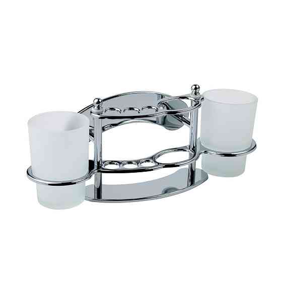 Склянка подвійна з тримачем зубних щіток для ванної кімнати Kroner KRM Rizze - ACC311 Київ