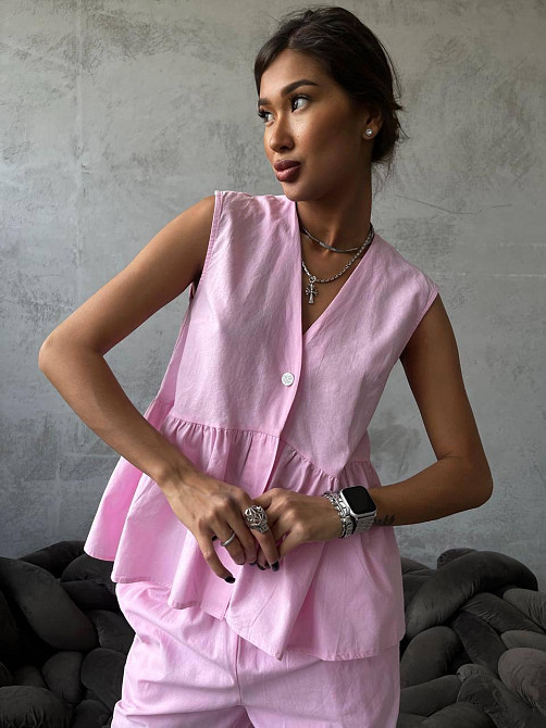 Женский стильный повседневный костюм из натуральной ткани-коттона. Одесса - изображение 2