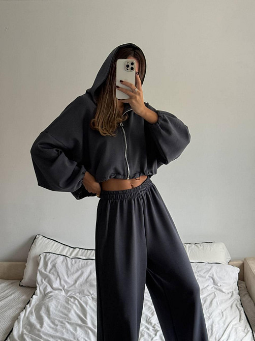 Жіночий трендовий костюм з турецького трикотажу oysho Графіт Одеса - фото 8