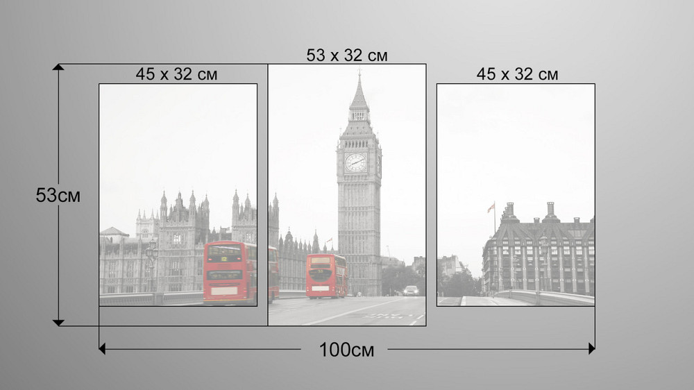 Модульна картина Лондон (53х100см) Art-131_3 Київ - фото 3