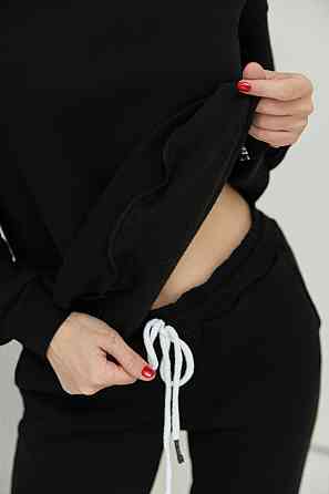 Теплі спортивні штани для вагітних з високим поясом з начосом на зиму Frankfurt M (44) Lullababe Чорний Кривий Ріг