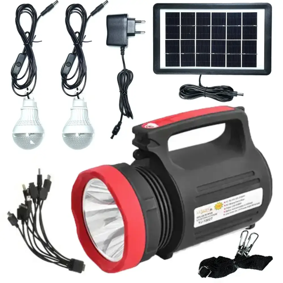 Фонарь ручной Luxury YJ-1902T 5W+22SMD +2 лампы + Powerbank + солнечная панель + ЗУ220В (3 режима) Киев