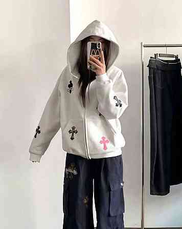 Женская стильная оверсайз худи с капюшоном на молнии трехнить на флисе Одесса