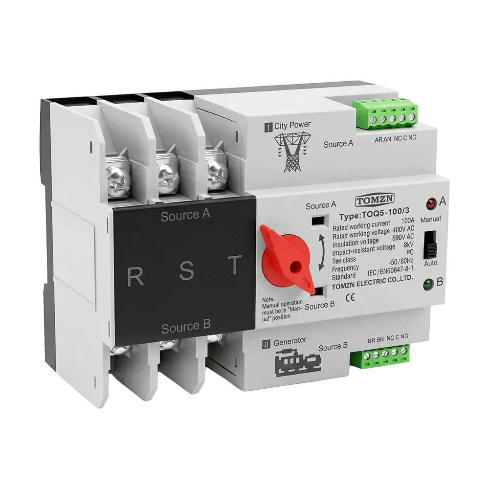 Автоматичний перемикач (АВР) під DIN-рейку TOMZN TOQ5/3P 100A 3 полюси (51-00114) Киев - изображение 10