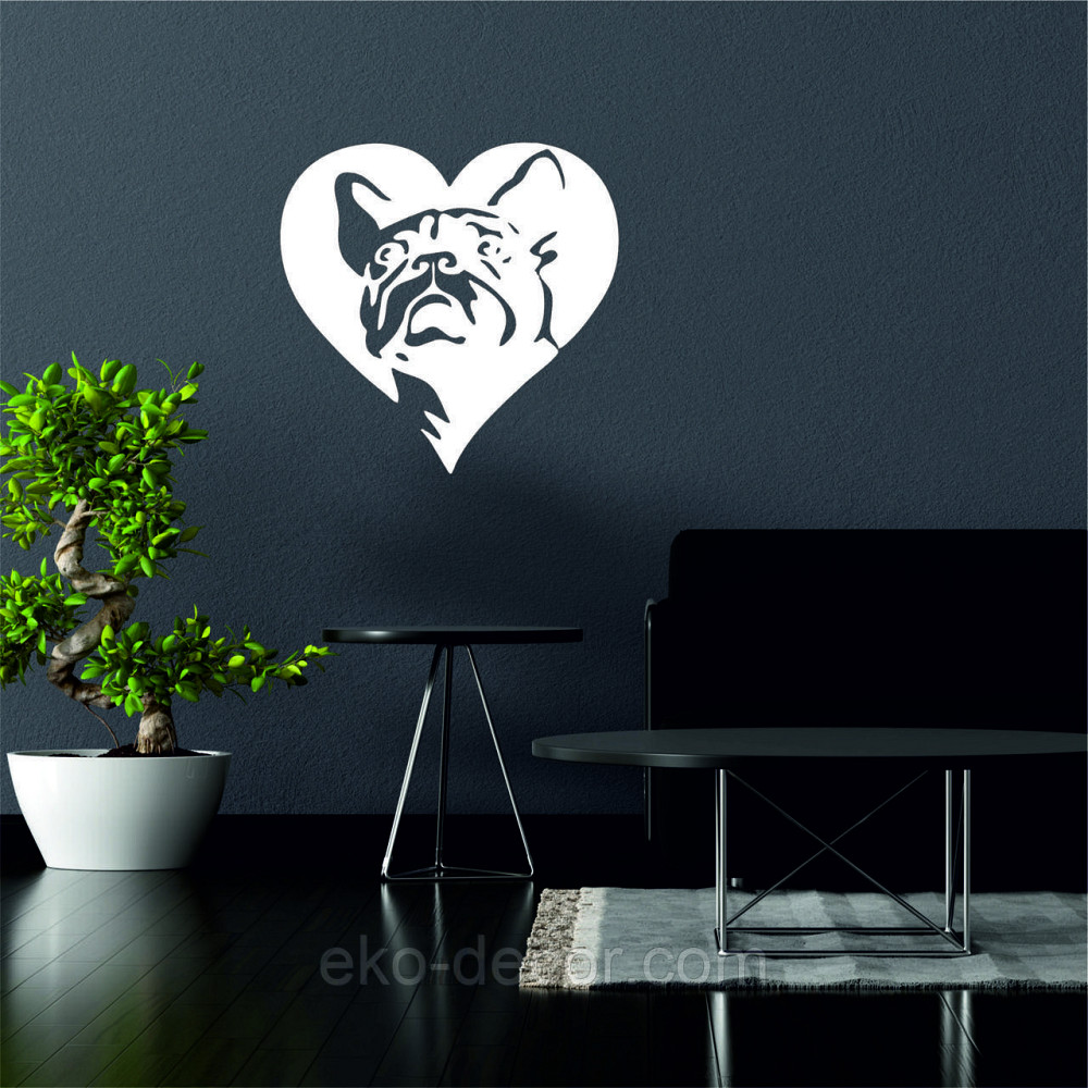 Декоративне настінне Панно «Французький  бульдог», Декор на стіну 90*69 см, Білий Київ - фото 2