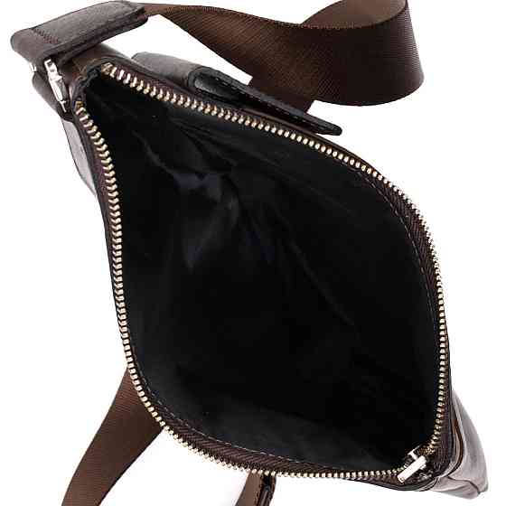 Стильна чоловіча сумка на плечі із натуральної шкіри GRANDE PELLE 11669 Коричнева Київ