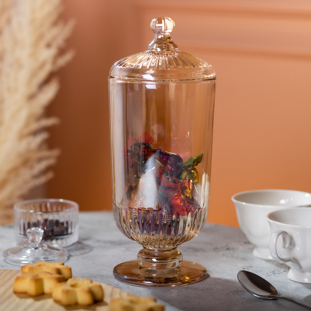 Цукерниця з кришкою скляна Ø10 см HP-YH-17 Київ - фото 4