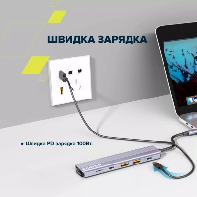 Порт-репликатор Canyon Docking Station DS-17 6 in 1 4k USB-C hub (CNS-TDS17) Винница - изображение 5