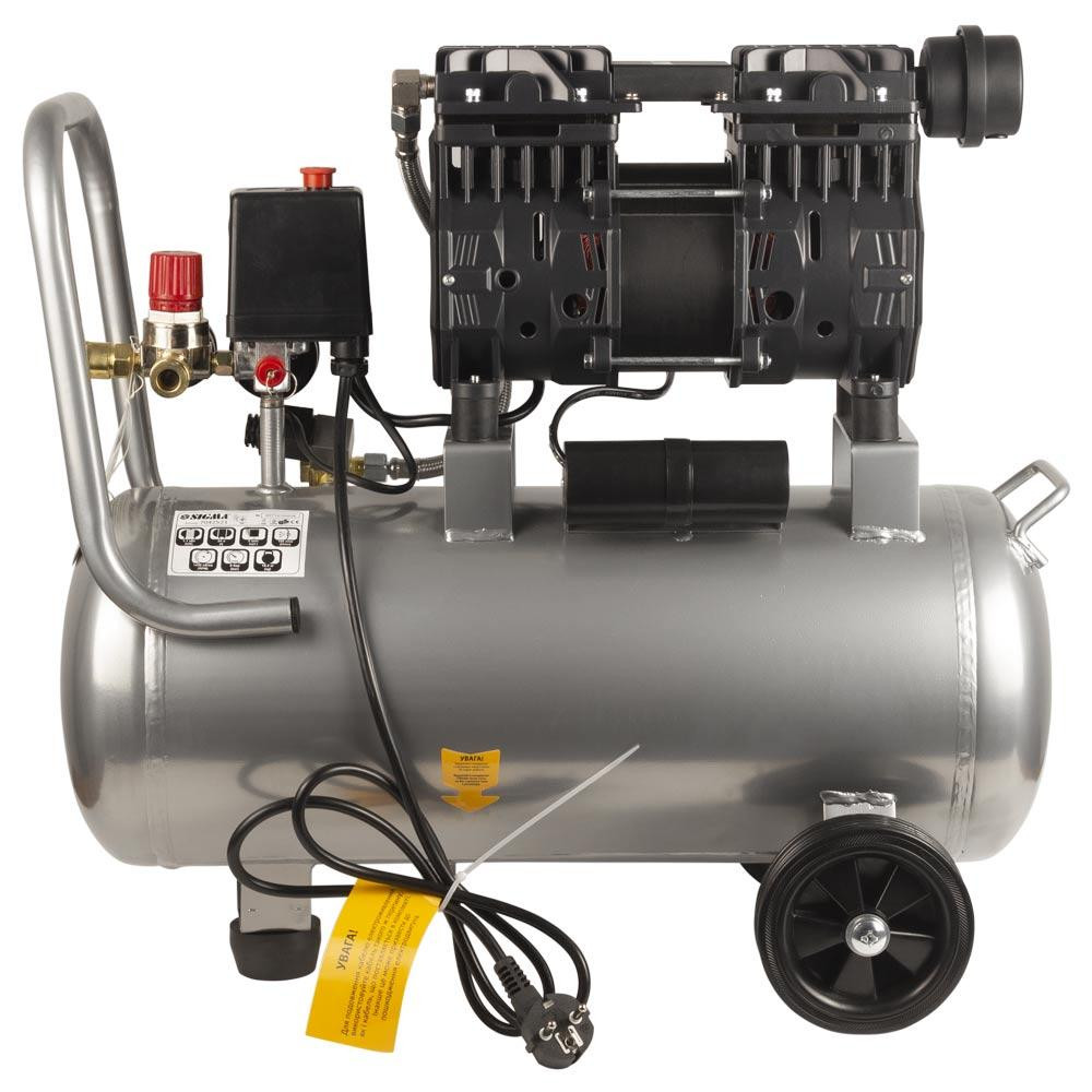 Компрессор двухцилиндровый безмасляный 1.1кВт 1400об/мин 160л/мин 8бар 58дБ 24л SIGMA (7042521) Ровно - изображение 6