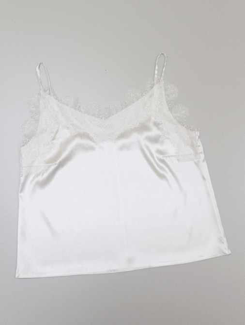 Базова майка жіноча з мереживом атлас Білий S Харків - фото 1