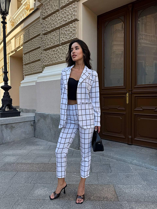 Женский стильный деловой костюм из костюмки Белый, 44 Одесса - изображение 6