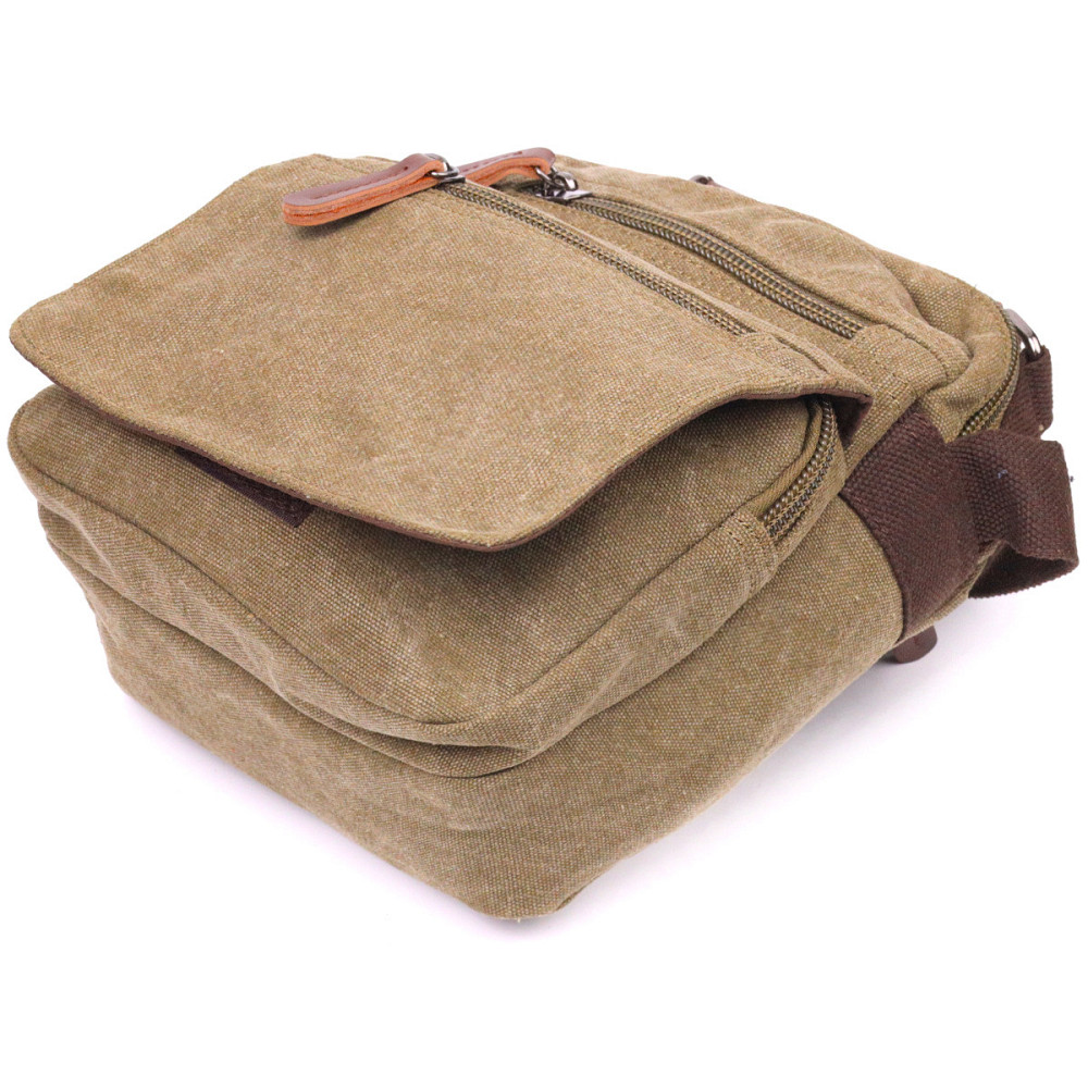 Тканевая мужская сумка из плотного текстиля Оливковая (Vintage) Киев - изображение 7