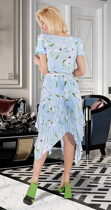 Красивое голубое платье плиссе (42) Киев - изображение 4