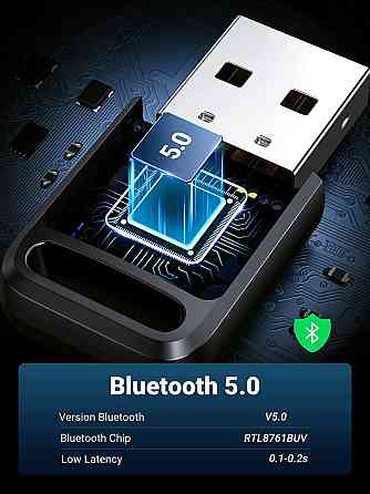 Bluetooth-адаптер Ugreen USB Bluetooth 5.0 передавач для комп'ютера, ноутбука 80890 (Чорний) Николаев