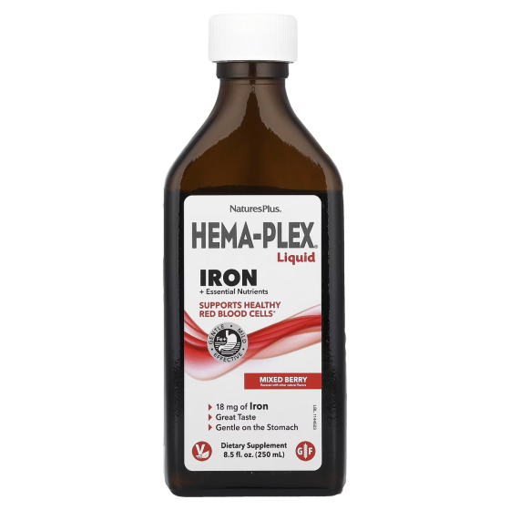 Комплекс вітамінів та мінералів із залізом Nature's Plus Hema-Plex&reg 250 мл ягоди Київ