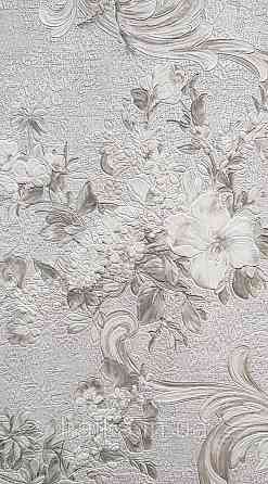 Шпалери вінілові на флізеліні AdaWall Signature1.06х10 квіти гілки листя структурне біле срібло 3д Київ
