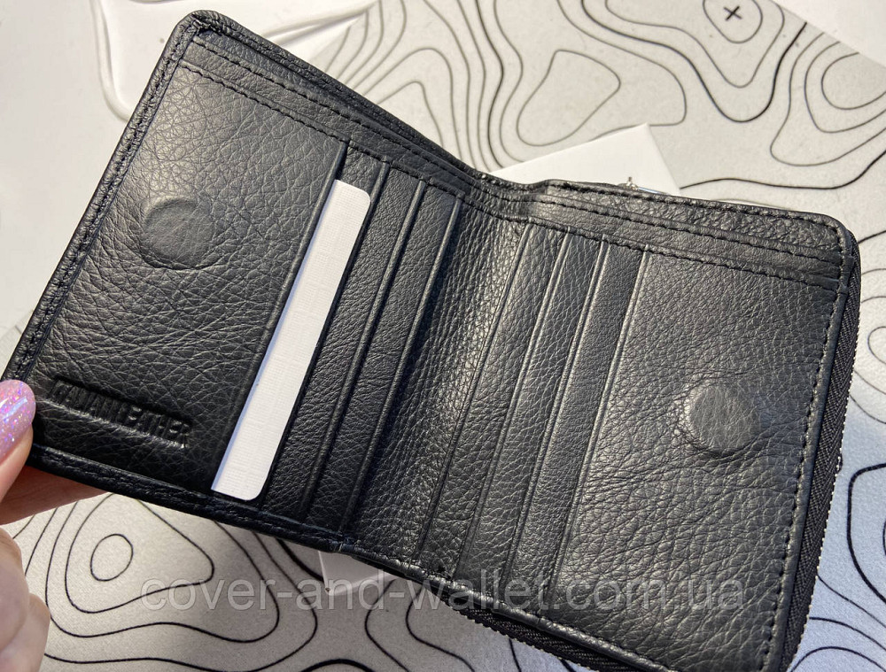 Женский кожаный кошелек черного цвета на магнитах и молнии среднего размера ST 360 Киев - изображение 2