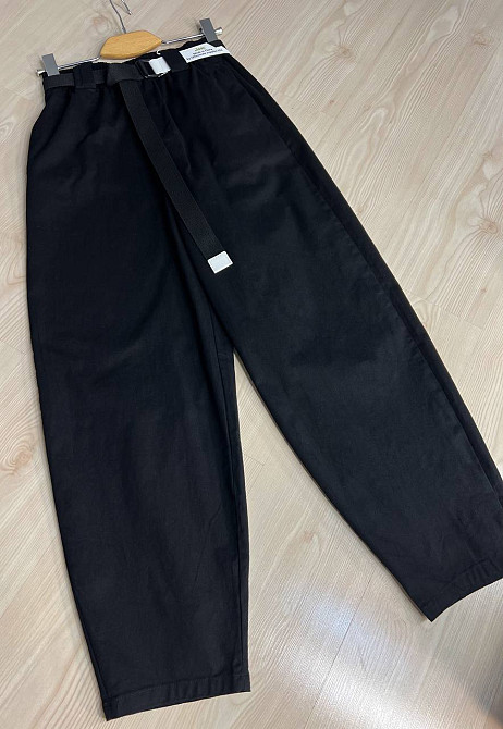 Брюки женские A-N 712 МОМ jeans широкие бананы облегченный тонкий коттон с ремнем черные, черный, M Киев - изображение 12