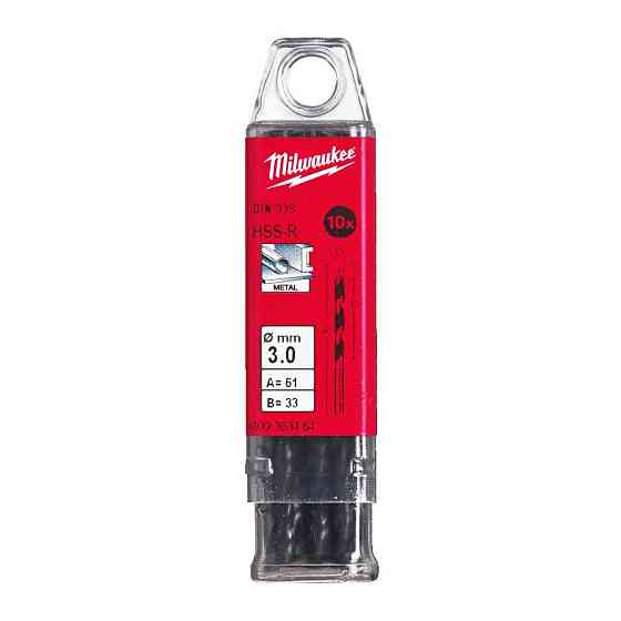 Свердло по металу HSS-R MILWAUKEE DIN338, діаметр 3,0 мм, (10шт) пластикова коробка Одеса