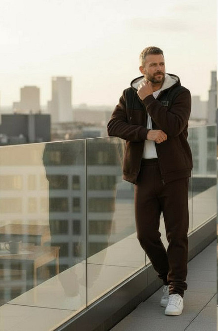 Чоловічий теплий костюм на флісі з хутром Коричнево-чорний 52/54 Харків - фото 1