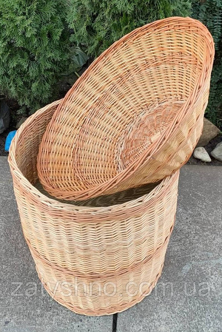 Корзина высокая с крышкой-корзинкой плетеная Киев - изображение 7