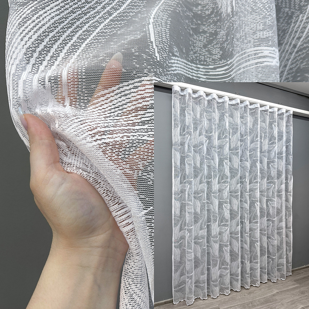 Тюль жаккард, цвет белый 1594т Киев - изображение 1