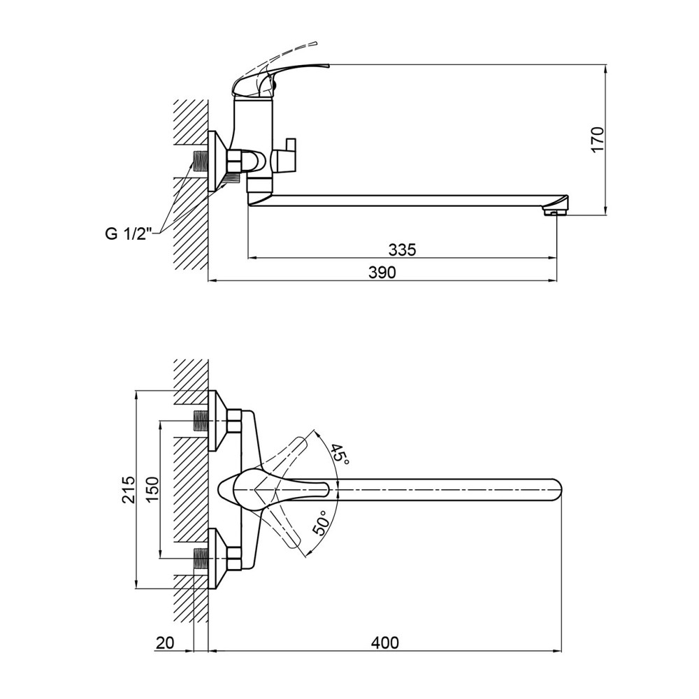 Brinex 36W 005 смеситель ванна длинная (k35) Киев - изображение 9