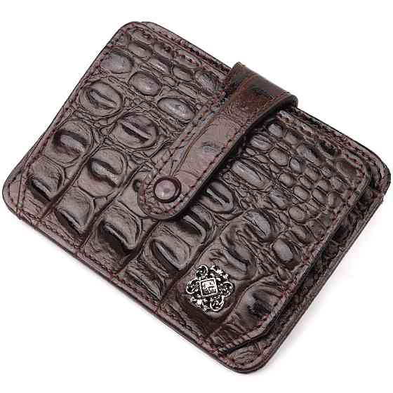 Визитница из натуральной фактурной кожи под крокодила KARYA 20965 Коричневый Киев