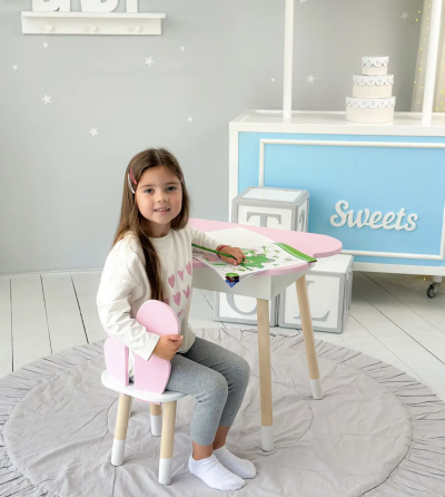 Дитячий стіл Хмара з нішою та стільчиком Метелик (Рожевий) Київ