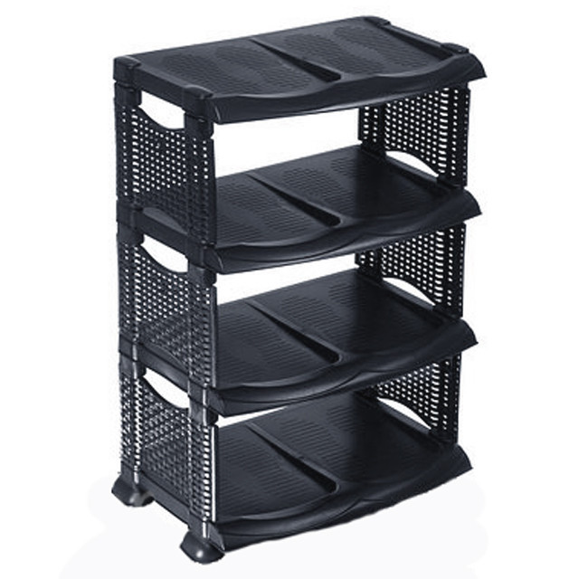 Полка для обуви 4 яруса чёрная, 72х48х33, 