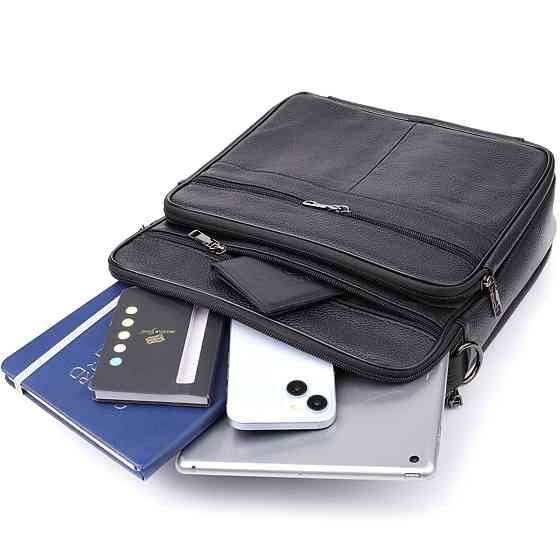 Сумка чоловіча з ручкою для перенесення в руці з натуральної шкіри Vintage 23029 Чорний Київ