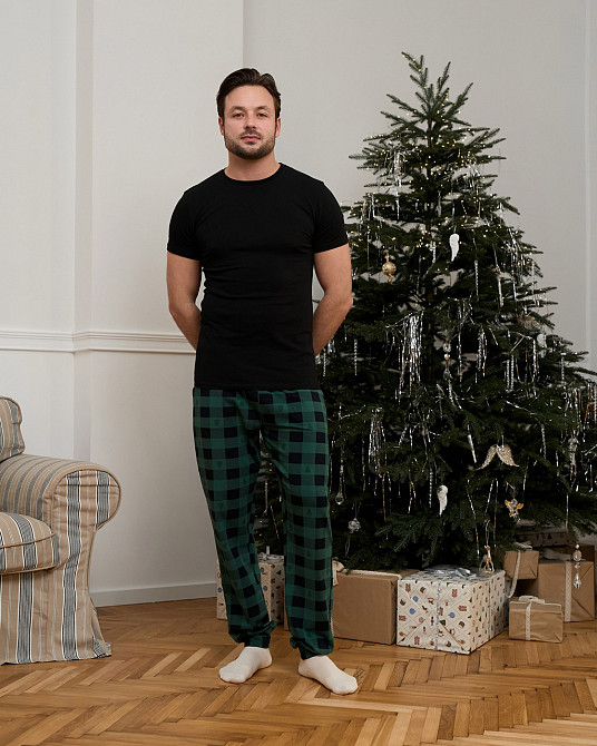 Мужские пижамные штаны - зелёно-черная клетка Tom John 2008Ш M Киев - изображение 8