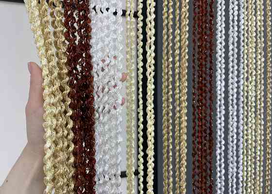 Шторы-нити спираль с люрексом Бежевый с коричнево-белым 300х300см 1 шт (61-053) Киев