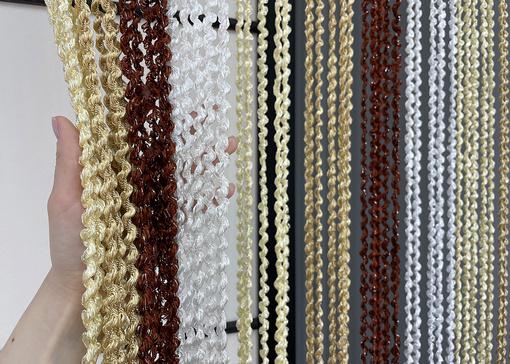 Шторы-нити спираль с люрексом Бежевый с коричнево-белым 300х300см 1 шт (61-053) Киев - изображение 6