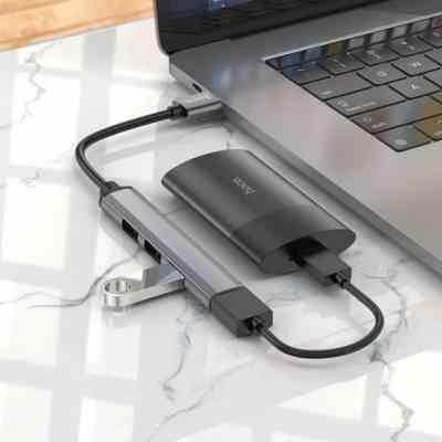 Концентратор HOCO USB to USB 3.0 + 3xUSB 2.0 metal gray (6931474765468) Винница